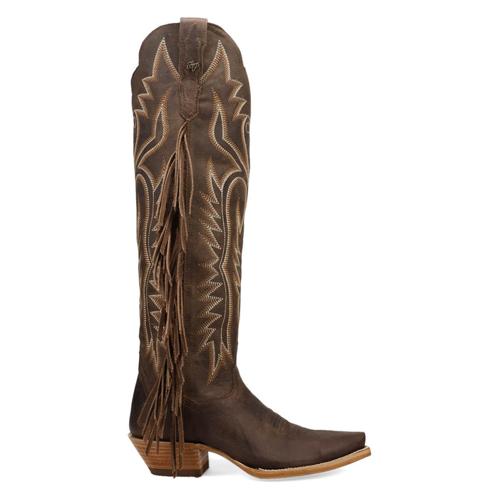 Dan Post Womens Prairie Dancer Brown Leather 18in Fringe Cowboy Boots