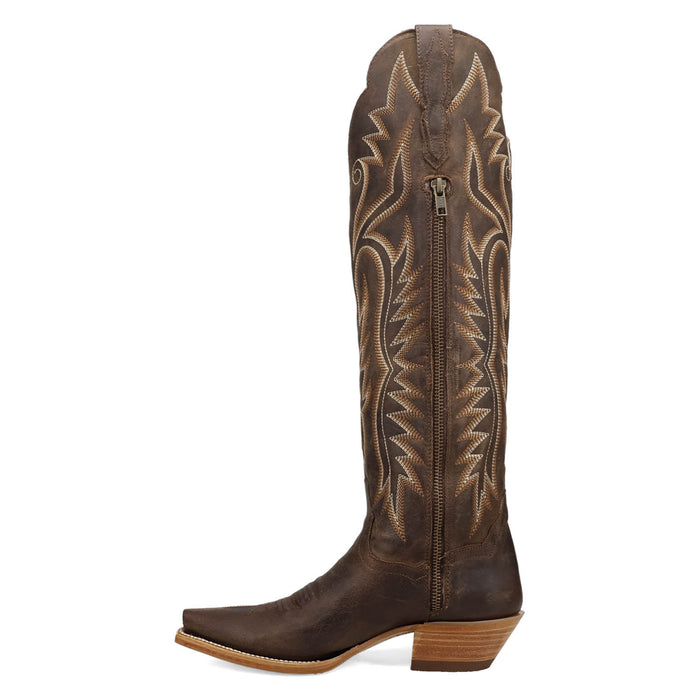 Dan Post Womens Prairie Dancer Brown Leather 18in Fringe Cowboy Boots