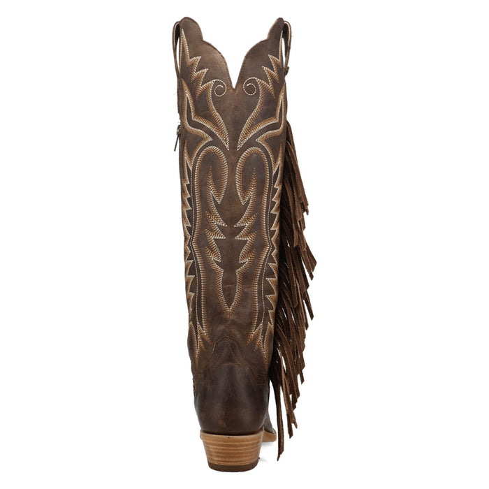 Dan Post Womens Prairie Dancer Brown Leather 18in Fringe Cowboy Boots