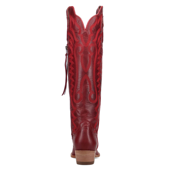 Dan Post Womens Heartland Red Leather 18in Zip Cowboy Boots