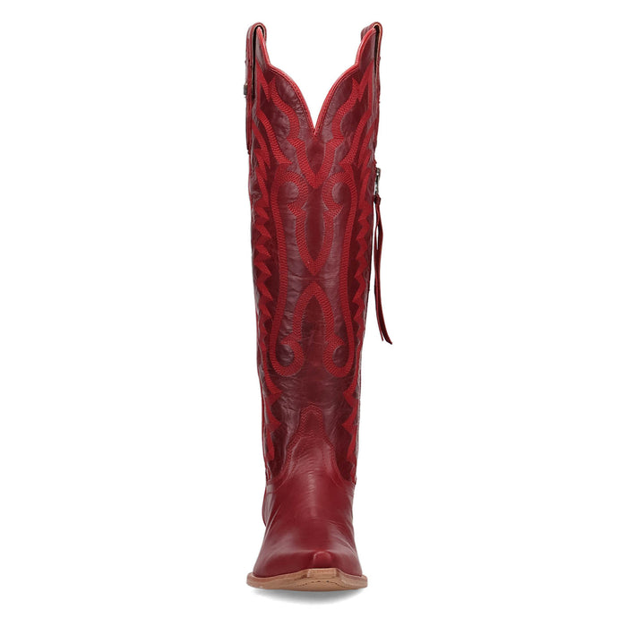Dan Post Womens Heartland Red Leather 18in Zip Cowboy Boots