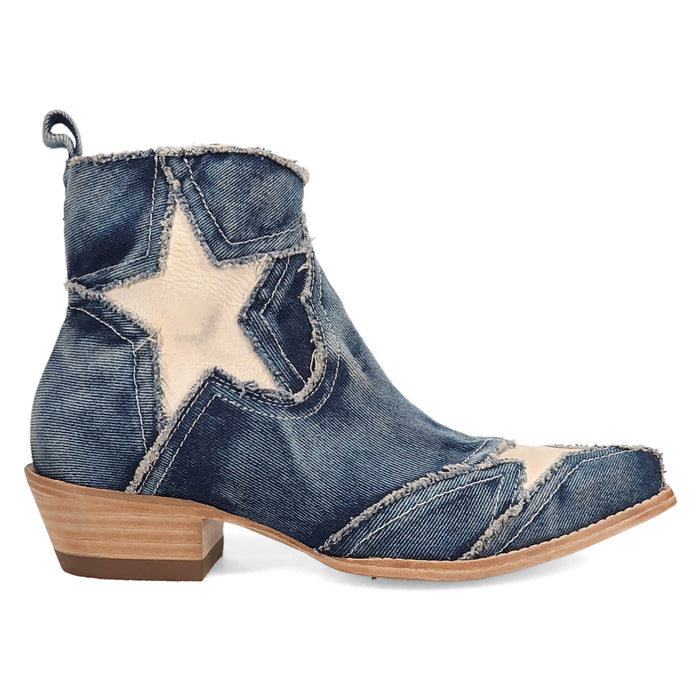 Dan Post Womens Stardust Bootie Blue Denim 6in Ankle Boots