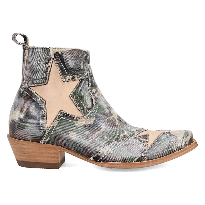 Dan Post Womens Stardust Bootie Camo Denim 6in Ankle Boots