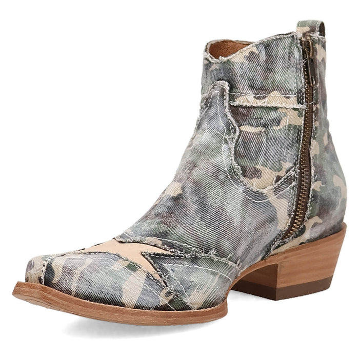 Dan Post Womens Stardust Bootie Camo Denim 6in Ankle Boots