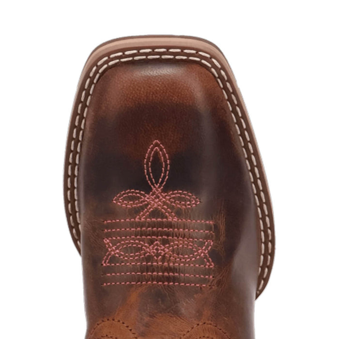 Dan Post Kids Unisex Salina Tan/Pink Leather Cowboy Boots