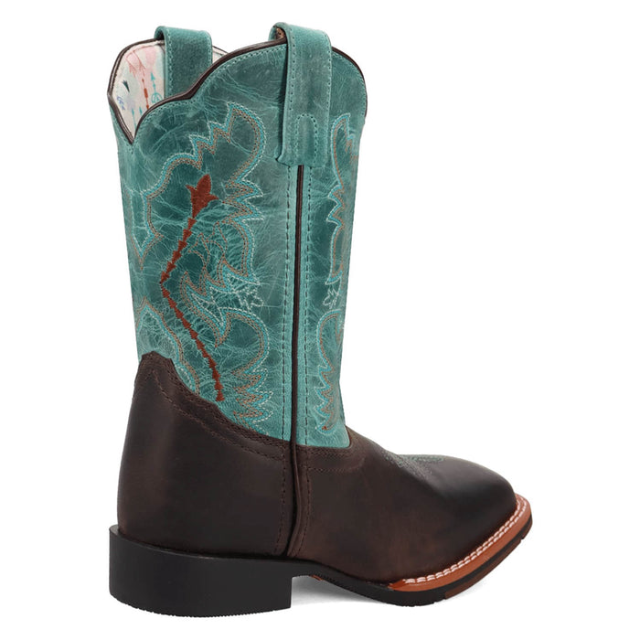 Dan Post Youth Unisex Salina Chocolate/Turquoise Leather Cowboy Boots