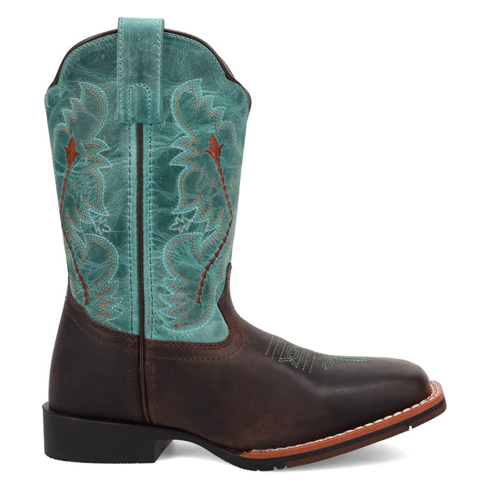 Dan Post Youth Unisex Salina Chocolate/Turquoise Leather Cowboy Boots