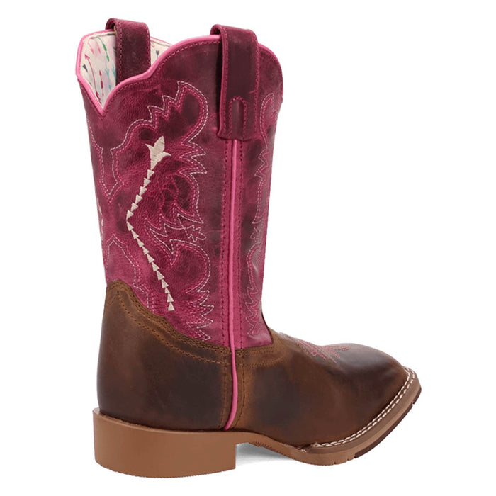 Dan Post Youth Girls Salina Tan/Pink Leather Cowboy Boots