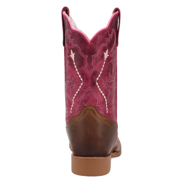 Dan Post Youth Girls Salina Tan/Pink Leather Cowboy Boots