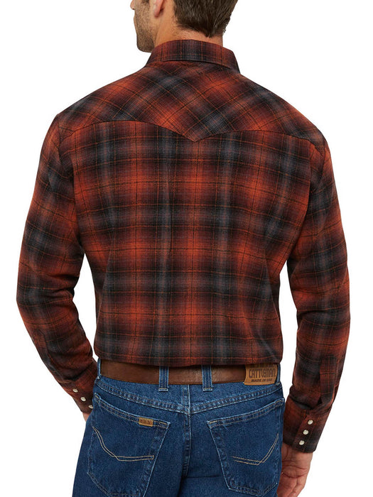 Ely and Walker Mens Western Brawny Flannel Rust 100% Cotton L/S Shirt