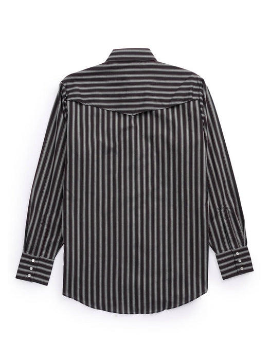 Ely and Walker Mens Pro Stripe Vented Western Black/Grey Poly/Cotton L/S Shirt