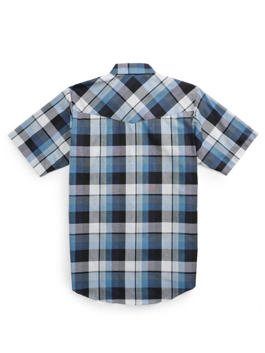 Ely and Walker Mens Western Plaid Snap Black Poly/Cotton S/S Shirt