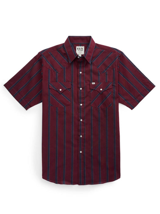 Ely and Walker Mens Western Stripe Snap Black Poly/Cotton S/S Shirt