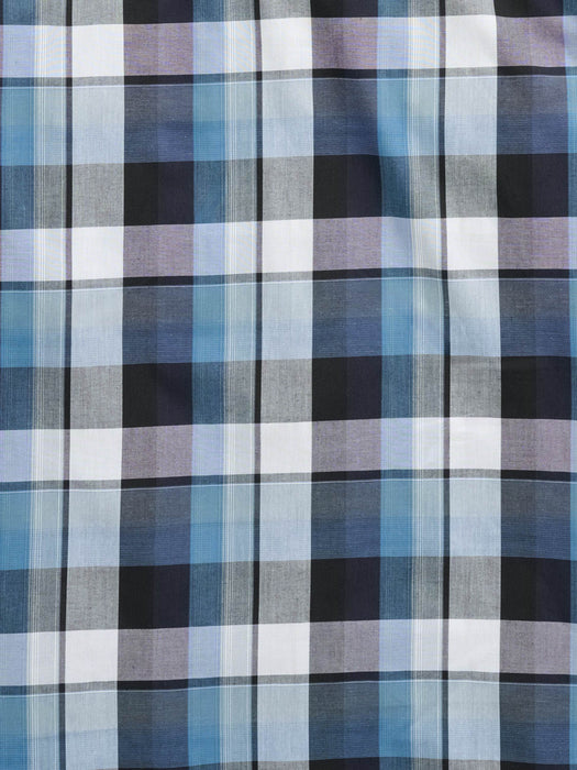 Ely and Walker Mens Western Plaid Snap Blue Poly/Cotton L/S Shirt