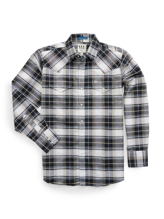 Ely and Walker Mens Wrinkle Resistance Plaid Navy Poly/Cotton L/S Shirt