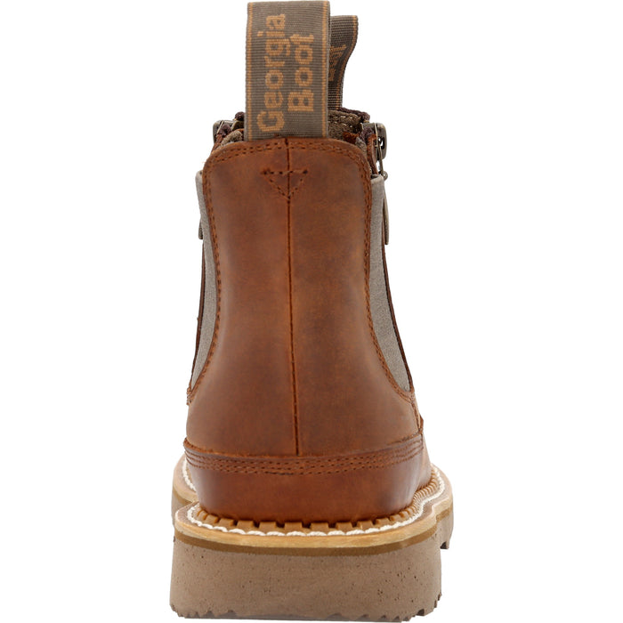 Georgia Womens Side Zip Romeo Brown Leather Chelsea Boots