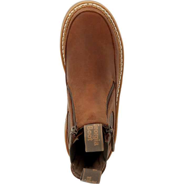 Georgia Womens Side Zip Romeo Brown Leather Chelsea Boots