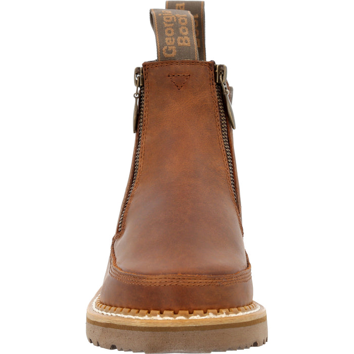 Georgia Womens Side Zip Romeo Brown Leather Chelsea Boots