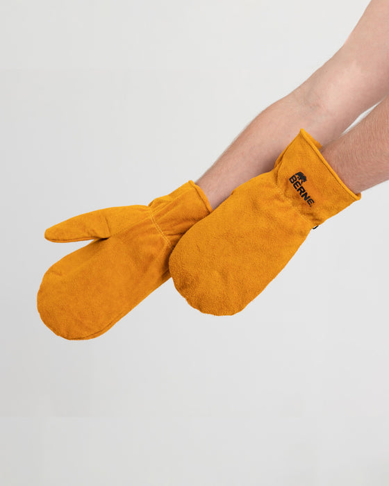 Berne Mens Sherpa-Lined Gold Leather Mittens