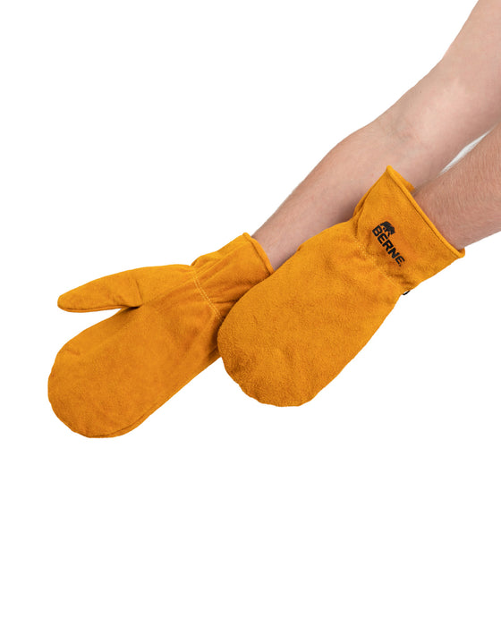 Berne Mens Sherpa-Lined Gold Leather Mittens