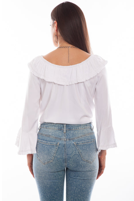 Scully Womens Drapey Silhouette White 100% Rayon L/S Tunic