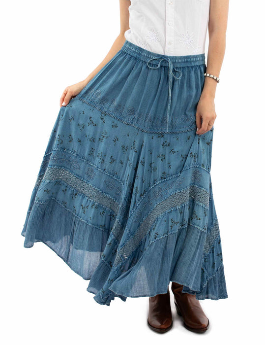 Scully Womens Adorned Multi Panels Blue 100% Rayon Skirt