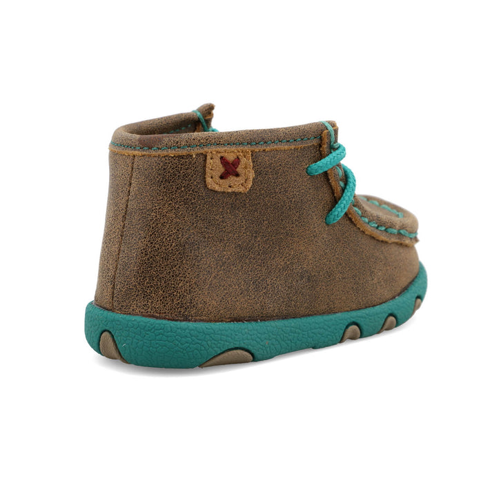 Twisted X Infant Unisex Driving Moc Bomber/Turquoise Leather Chukka Boots