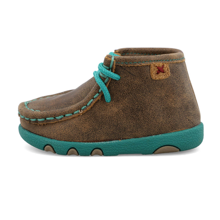 Twisted X Infant Unisex Driving Moc Bomber/Turquoise Leather Chukka Boots