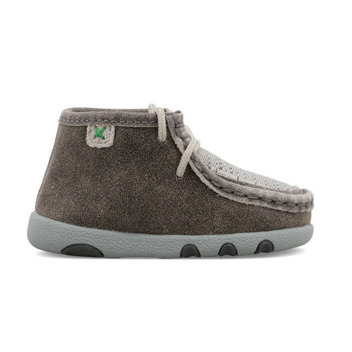 Twisted X Infant Unisex Driving Moc Grey/Light Grey Leather Chukka Boots