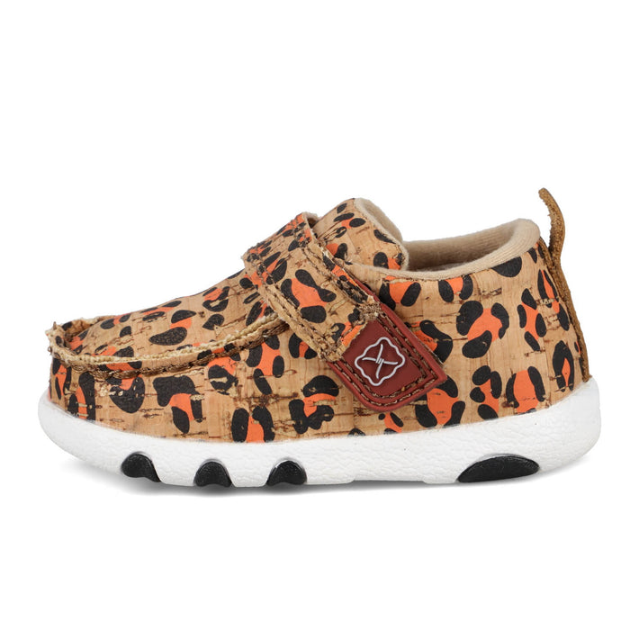 Twisted X Infant Girls Driving Moc Honey/Black/Carrot Fabric Slip-On Shoes