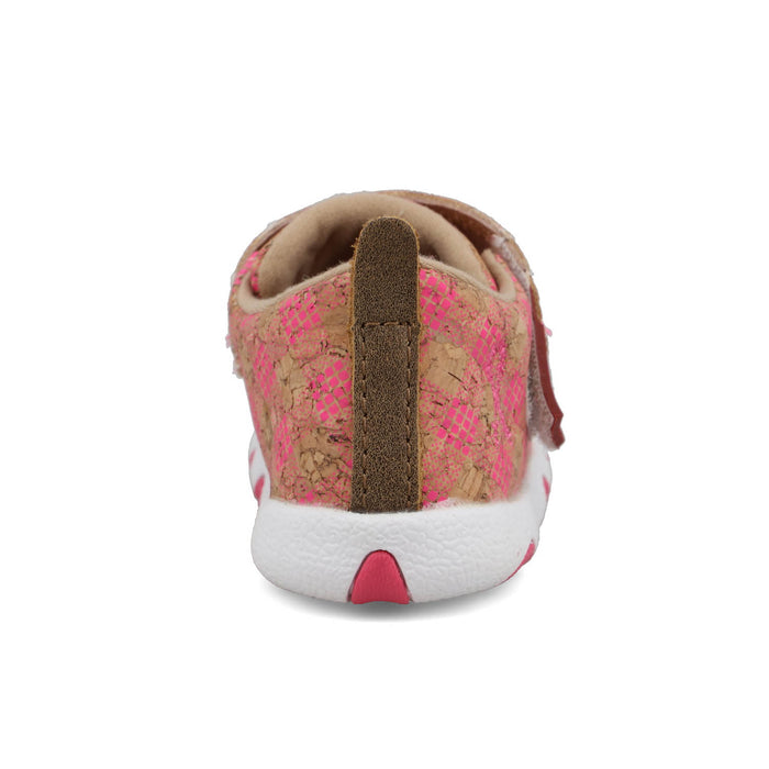 Twisted X Infant Girls Driving Moc Tan/Pink Fabric Slip-On Shoes