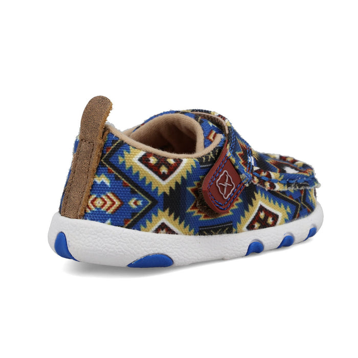 Twisted X Infant Unisex Driving Moc Blue Multi Aztec Fabric Slip-On Shoes