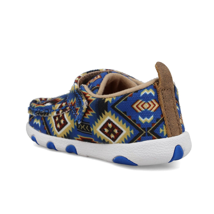 Twisted X Infant Unisex Driving Moc Blue Multi Aztec Fabric Slip-On Shoes