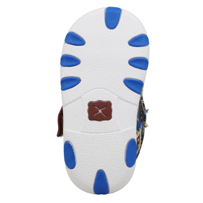 Twisted X Infant Unisex Driving Moc Blue Multi Aztec Fabric Slip-On Shoes