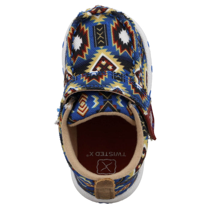 Twisted X Infant Unisex Driving Moc Blue Multi Aztec Fabric Slip-On Shoes