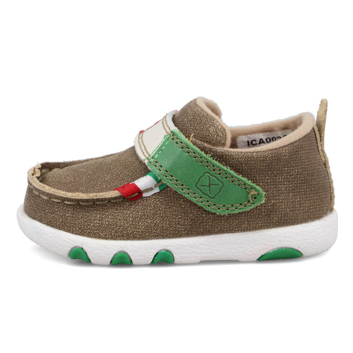 Twisted X Infant Unisex Driving Moc Dusty Tan/Multi Leather Slip-On Shoes