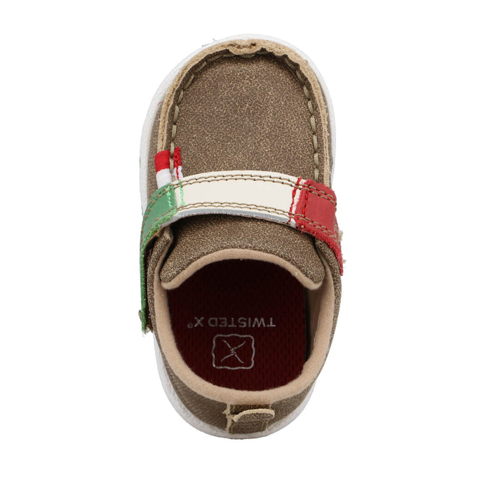 Twisted X Infant Unisex Driving Moc Dusty Tan/Multi Leather Slip-On Shoes