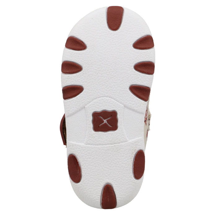 Twisted X Infant Unisex Driving Moc Bison Maroon/Ivory Fabric Slip-On Shoes