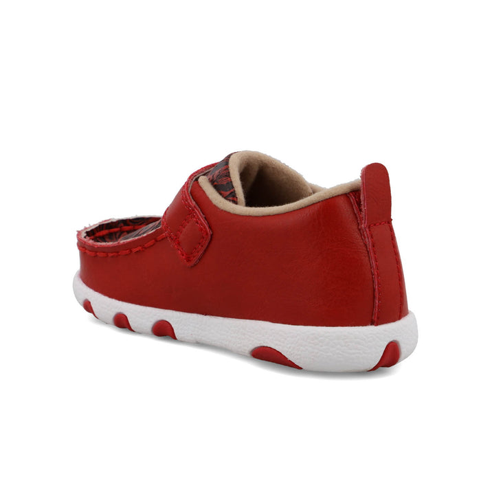 Twisted X Infant Unisex Driving Moc Tooled Cherry Red Leather Slip-On Shoes
