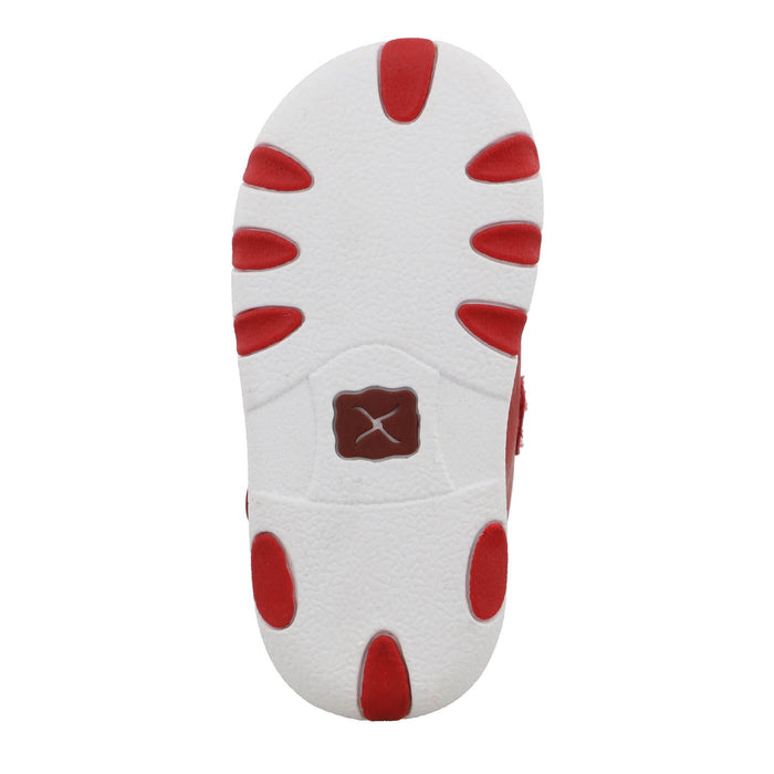 Twisted X Infant Unisex Driving Moc Tooled Cherry Red Leather Slip-On Shoes