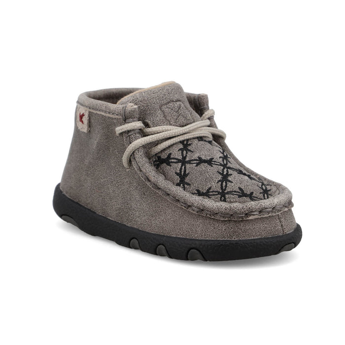 Twisted X Infant Unisex Driving Moc Barbwire Grey/Black Leather Chukka Boots