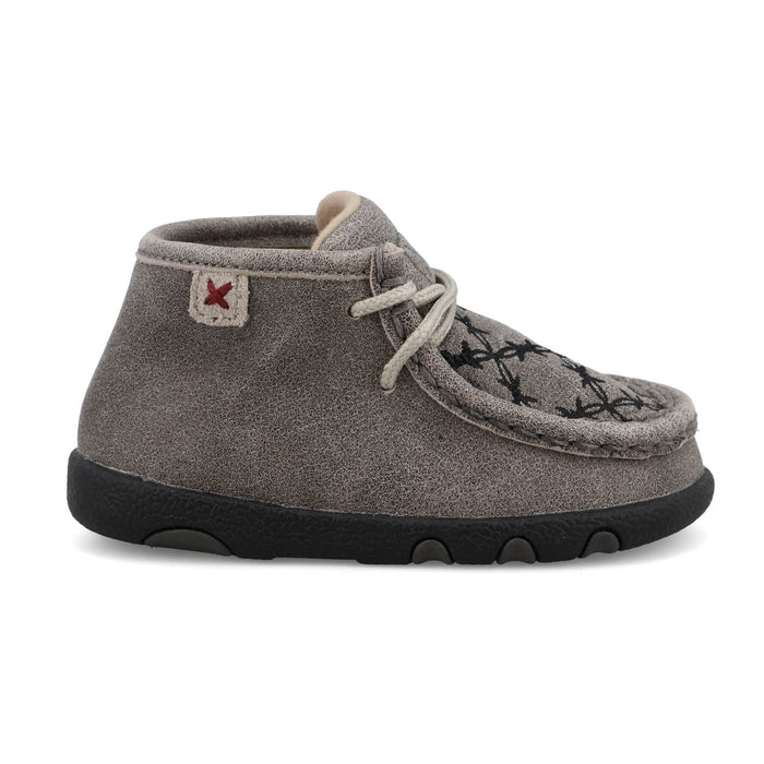 Twisted X Infant Unisex Driving Moc Barbwire Grey/Black Leather Chukka Boots