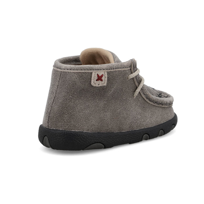 Twisted X Infant Unisex Driving Moc Barbwire Grey/Black Leather Chukka Boots