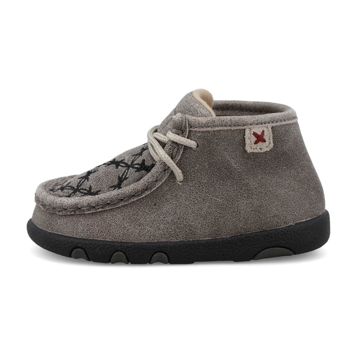 Twisted X Infant Unisex Driving Moc Barbwire Grey/Black Leather Chukka Boots