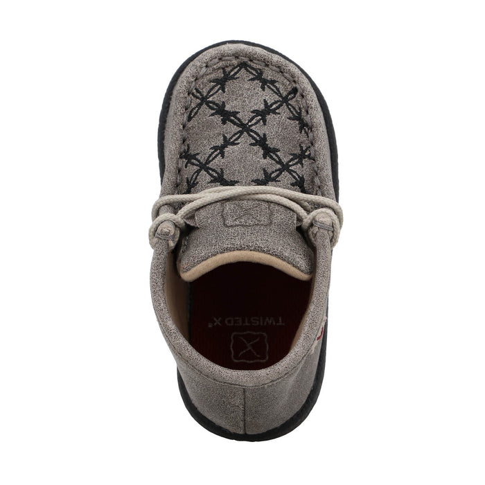 Twisted X Infant Unisex Driving Moc Barbwire Grey/Black Leather Chukka Boots