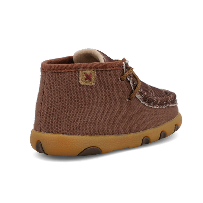 Twisted X Infant Unisex Driving Moc Dark Brown/White Fabric Chukka Boots