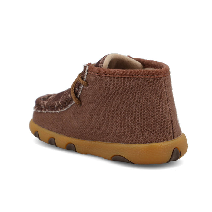 Twisted X Infant Unisex Driving Moc Dark Brown/White Fabric Chukka Boots