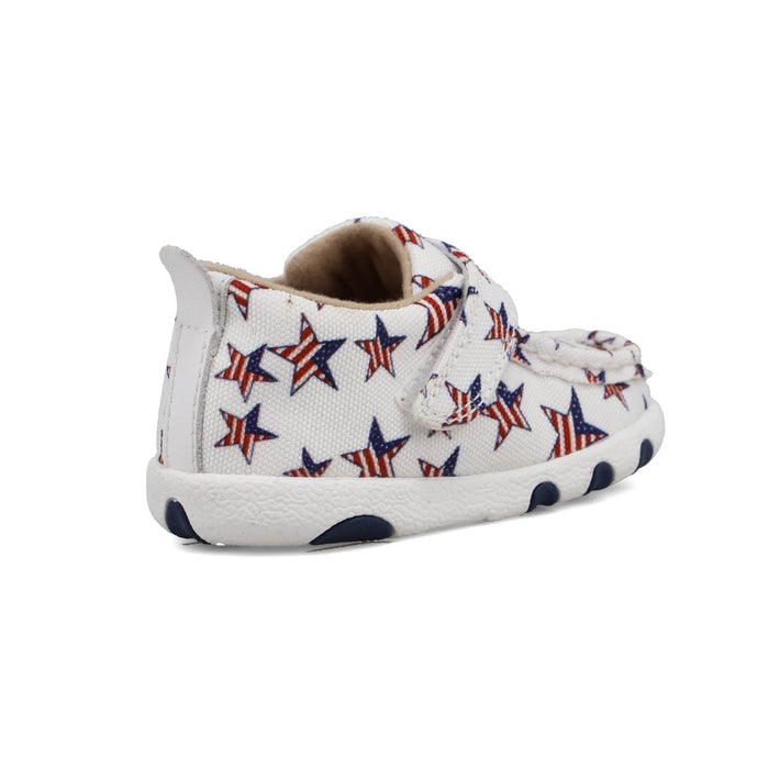 Twisted X Infant Unisex Driving Moc Red/White/Blue Fabric Slip-On Shoes