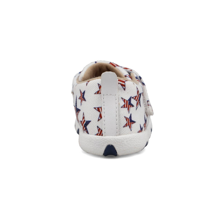Twisted X Infant Unisex Driving Moc Red/White/Blue Fabric Slip-On Shoes