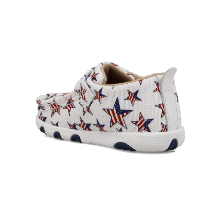Twisted X Infant Unisex Driving Moc Red/White/Blue Fabric Slip-On Shoes